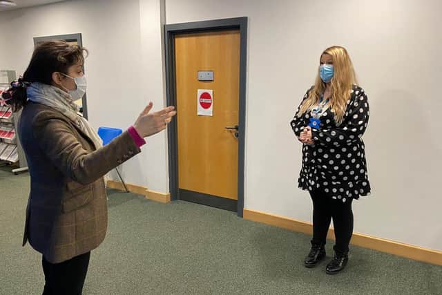 Victoria Atkins at the Marisco Medical Practice last week.