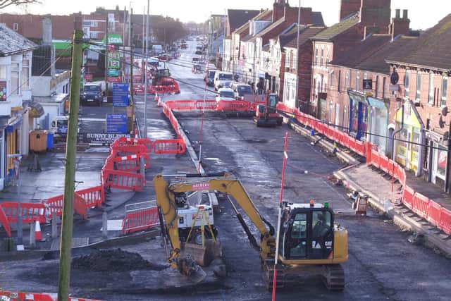 Works continue along Roman Bank in Skegness.