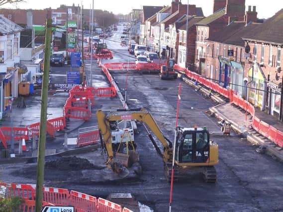 Works continue along Roman Bank in Skegness.