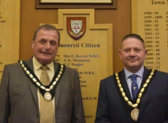 Coun Jim Carpenter (left) with Mayor of Skegness, Coun Mark Dannatt.