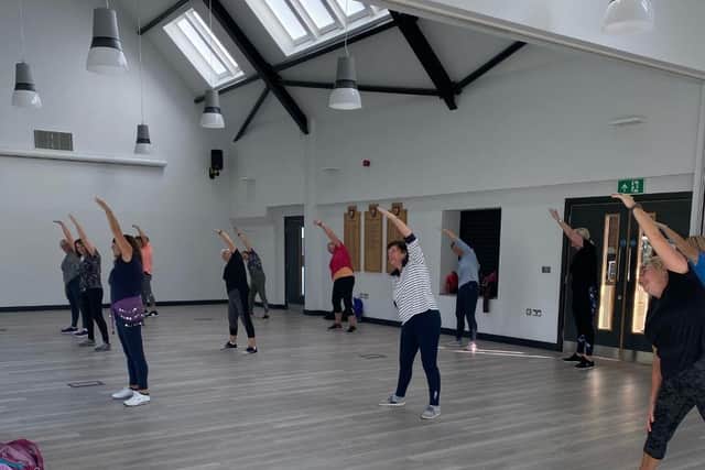 Sam Sorrell's socially distanced Zumba class in Skegness's Tower Pavilion.