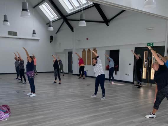 Sam Sorrell's socially distanced Zumba class in Skegness's Tower Pavilion.