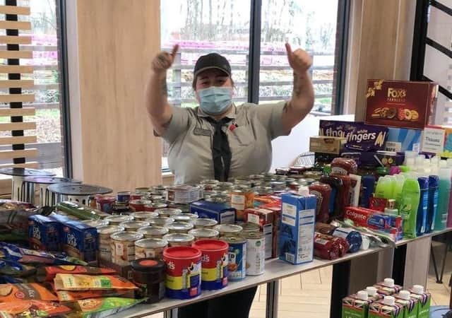 Ellen Watson with some of the items donated to the Sleaford New Life Community Larder.