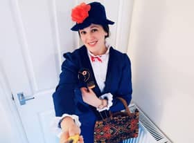 Miss Bridges as Mary Poppins for World Book Day at Sir William Robertson Academy. EMN-210603-172047001