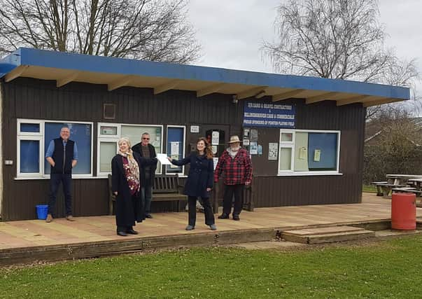 Presenting details of the proposed lease at the clubhouse on Friday, from left - Councillors Dr Peter Moseley, Corinne Ramm and Roy Greenwood with Jan Antink and Clive Burt - directors of Aliro Ltd, operators of the Old Ship Inn. EMN-210803-130656001