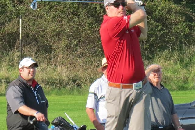 Sudbrook Moor team player, Nigel Corby, teeing off in an Inter-Club match in summer 2020.