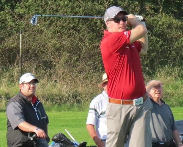 Sudbrook Moor team player, Nigel Corby, teeing off in an Inter-Club match in summer 2020.