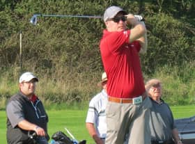 Sudbrook Moor team player, Nigel Corby, teeing off in an Inter-Club match in summer 2020.