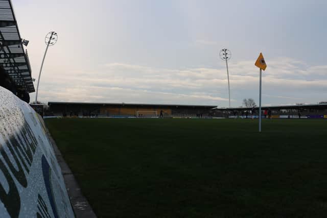 The floodlight to the left of this picture, on the stadium's north stand, has been damaged. Photo: Oliver Atkin