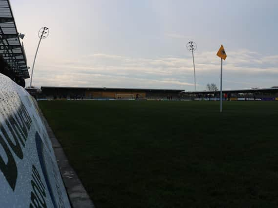 The floodlight to the left of this picture, on the stadium's north stand, has been damaged. Photo: Oliver Atkin