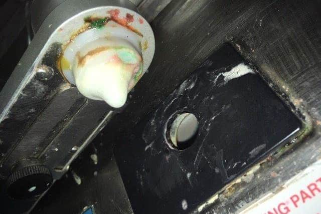 Unclean equipment identified during the inspection.