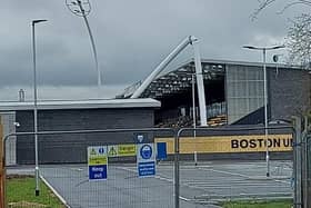 Liza Dawson captured this picture of damaged floodlight structure