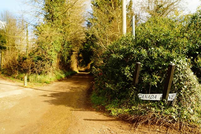 The entrance to Canada Lane, off Caistor's Brigg Road EMN-210316-062248001