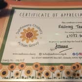 The Railway Tavern in Aby raised and donate more than £1,000 to charity.