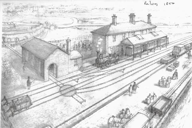 Horncastle station: A drawing of how Horncastle railway station looked after opening in 1855. (Image: Horncastle History & Heritage Society archives)