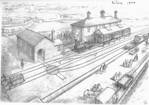 Horncastle station:   A drawing of how Horncastle railway station looked after opening in 1855.  (Image: Horncastle History &  Heritage Society archives)