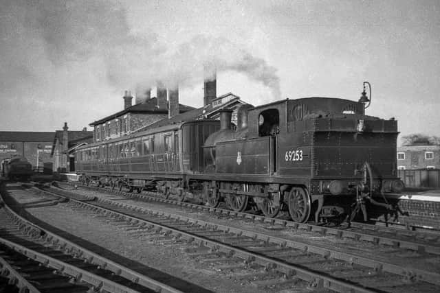 A steam train about to leave Horncastle station