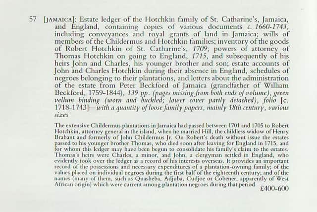 The News has also obtained historic documents which link the Hotchkin family to Childermus, a sugar plantation estate in Jamaica. EMN-210319-095406001