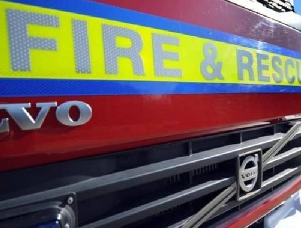 Three fire crews were called to the car sales business near Heckington.