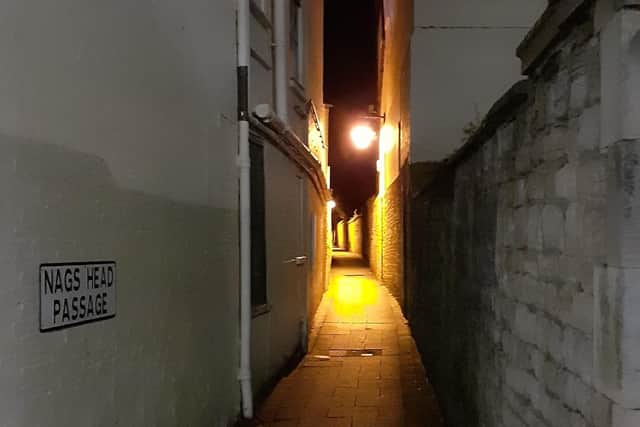 Nag's Head Passage, Sleaford. An area of concern. EMN-210317-144942001