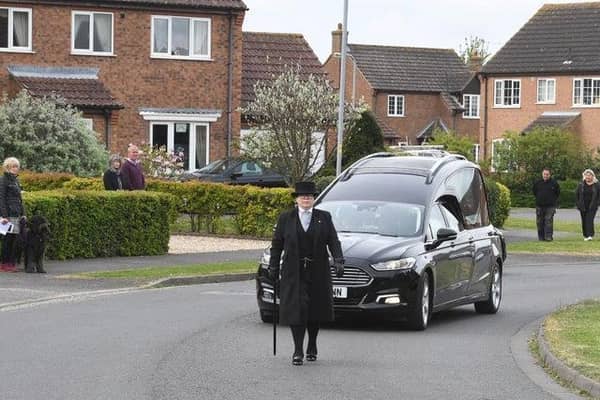 An emotional funeral procession begins for Jeannette Field, watched by neighbours in Skegness.