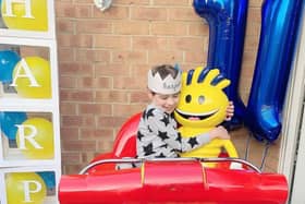 Harper with Modhesh in his garden, thanks to Fantasy Island in Ingoldmells.