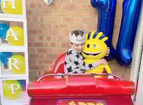 Harper with Modhesh in his garden, thanks to Fantasy Island in Ingoldmells.