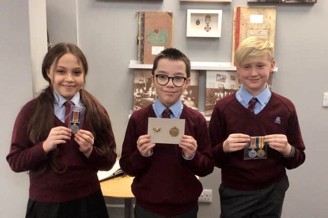 William Alvey School Year 6 pupils who helped launch the campaign to buy back William and Charles Penson's war medals have been invited to a memorial service in Hull on the anniversary of the airship crash. They are Ithar Belazizia, David Garcia and Oliver Kirkman. EMN-210324-183700001