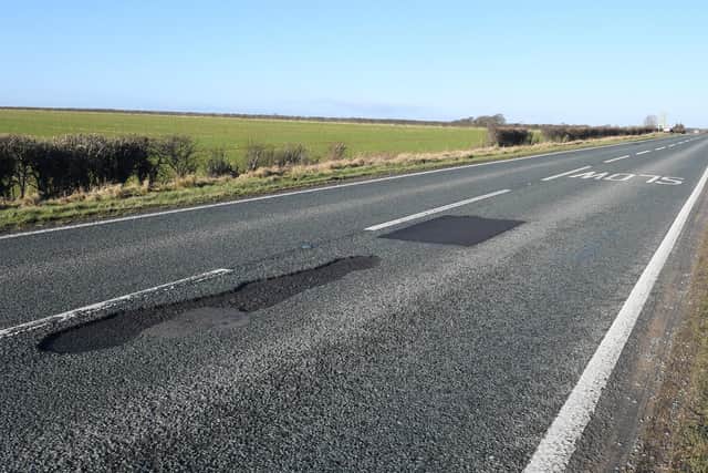 Potholes reported on the A15 just south of Ashby de la Launde turning in January. EMN-210325-171117001