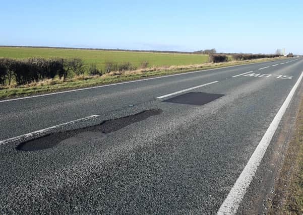 Potholes reported on the A15 just south of Ashby de la Launde turning in January. EMN-210325-171117001