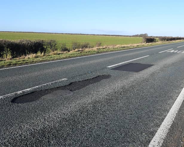 Potholes reported on the A15 just south of Ashby de la Launde turning in January. EMN-210325-171117001