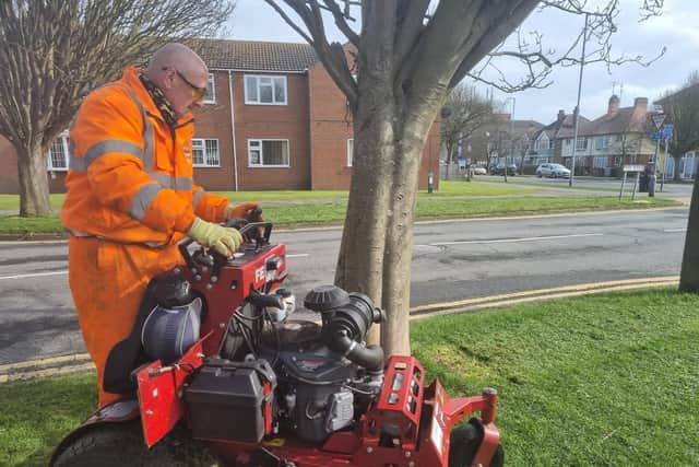 It takes two to three weeks to get around the grass in Skegness - and then it starts all over again.