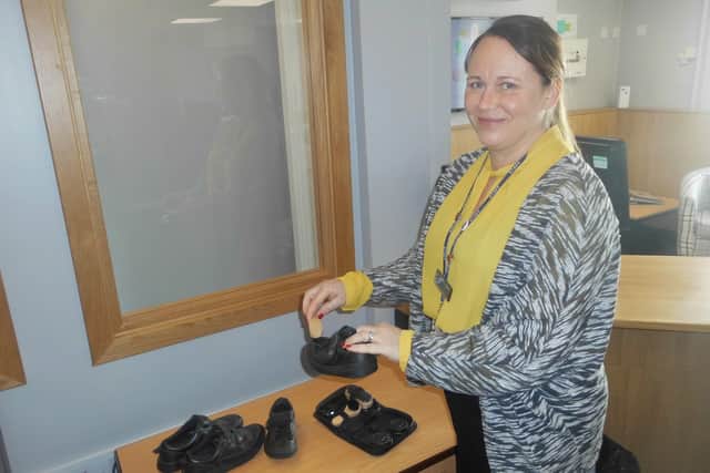 Karen Elliott, William Alvey School's Office Manager and Shoe Shop Swap Organiser! EMN-210326-173352001