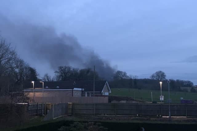 Black smoke rising from the Ancaster karting centre on Saturday night, taken at about 6.30pm by Joanna Livsey. EMN-210329-092432001