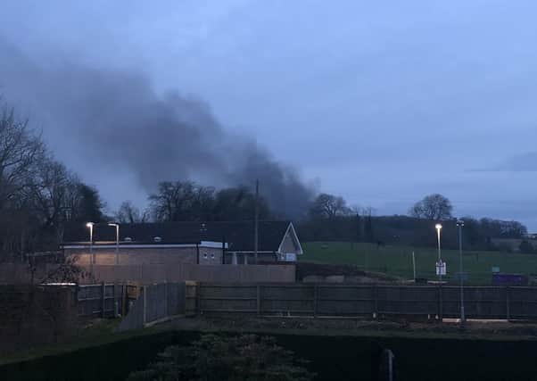 Black smoke rising from the Ancaster karting centre on Saturday night, taken at about 6.30pm by Joanna Livsey. EMN-210329-092432001