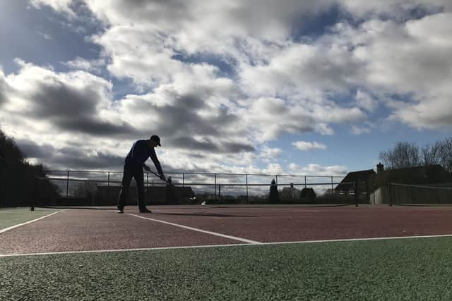 Tealby Tennis courts were swept ready for play today