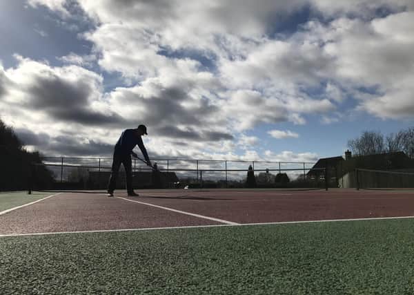 Tealby Tennis courts were swept ready for play today