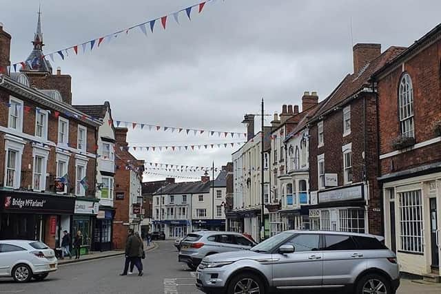 Bunting has been put up in the Cornmarket, in preparation for the 'cafe culture' launch next month.