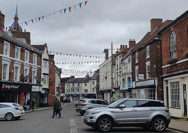 Bunting has been put up in the Cornmarket, in preparation for the 'cafe culture' launch next month.