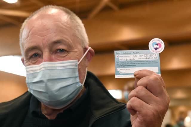 Neil Cox of Gipsey Bridge, after receiving his vaccination.