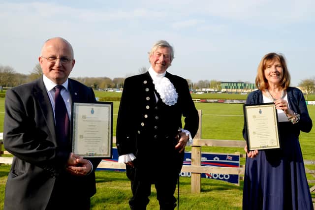 The Rev Canon Alan Robson, left, and Alison Twiddy have received awards from Lincolnshire’s High Sheriff