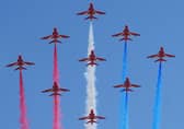 The Red Arrows are flying over parts of England today on a high speed practice run. Image by Cpl Graham Taylor (RAF) Crown Copyright EMN-210331-105200001
