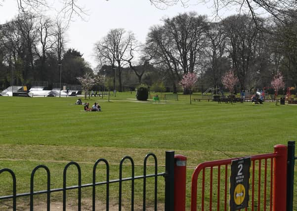 Just a few groups spread out on Sleaford's Boston Road Recreation Ground. EMN-210331-171215001