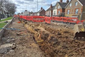 It will be mid-April before this section of Roman Bank in Skegness re-opens.