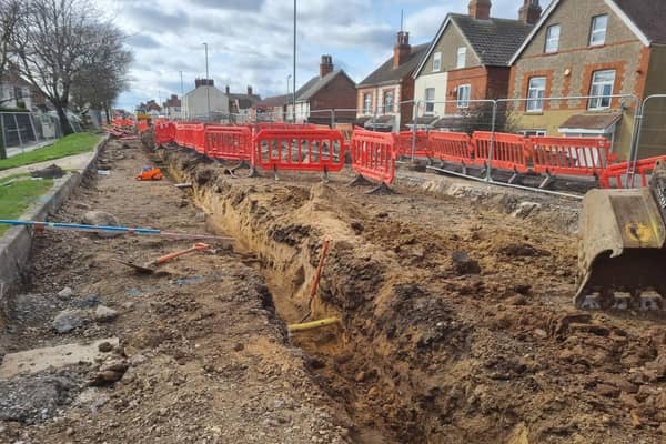 It will be mid-April before this section of Roman Bank in Skegness re-opens.