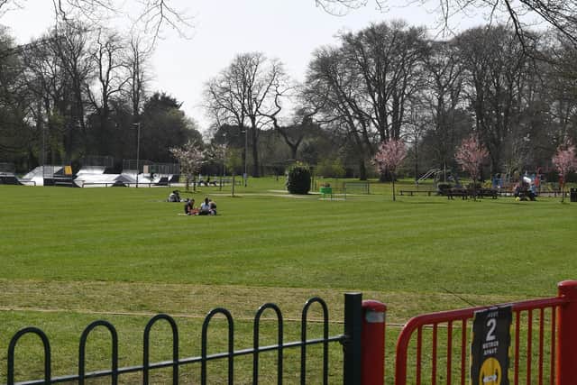 Just a few groups spread out on Sleaford's Boston Road Recreation Ground. EMN-210331-171215001
