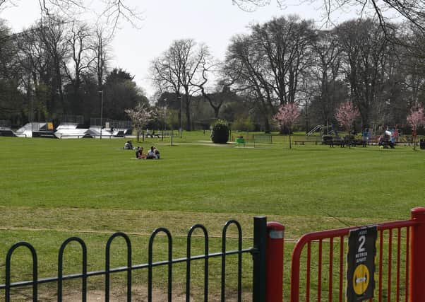 Just a few groups spread out on Sleaford's Boston Road Recreation Ground. EMN-210331-171215001