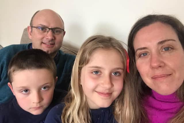 Josephine Russell, nine, of Sleaford, with brother Alexander, six, and parents Andy and Eugenia. EMN-210204-152727001