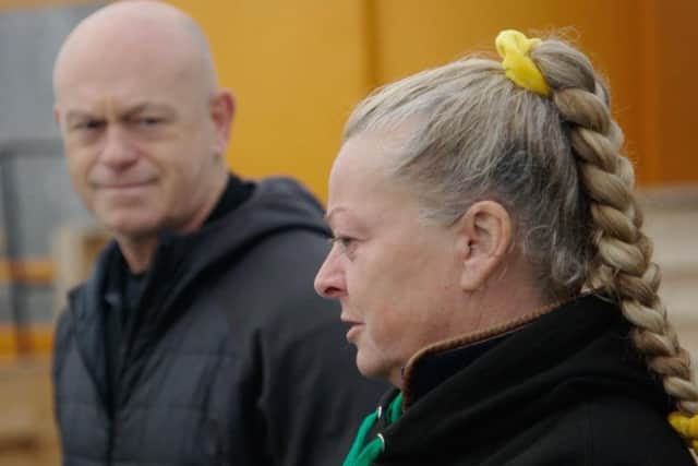 Ross Kemp and Tracy Walters during filming at the Wolds Wildlife Park