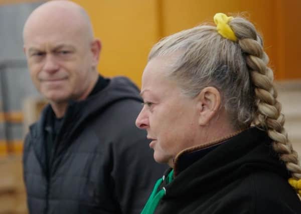 Ross Kemp and Tracy Walters during filming at the Wolds Wildlife Park